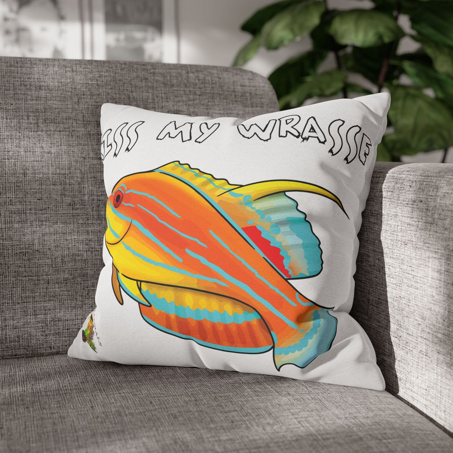 HGC "Kiss My Wrasse" McCosker's Wrasse Square Pillow Cover