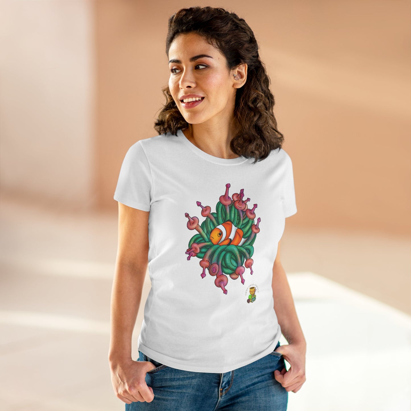 Clown Fish in Bubble Tip Anemone Women's Cotton Tee