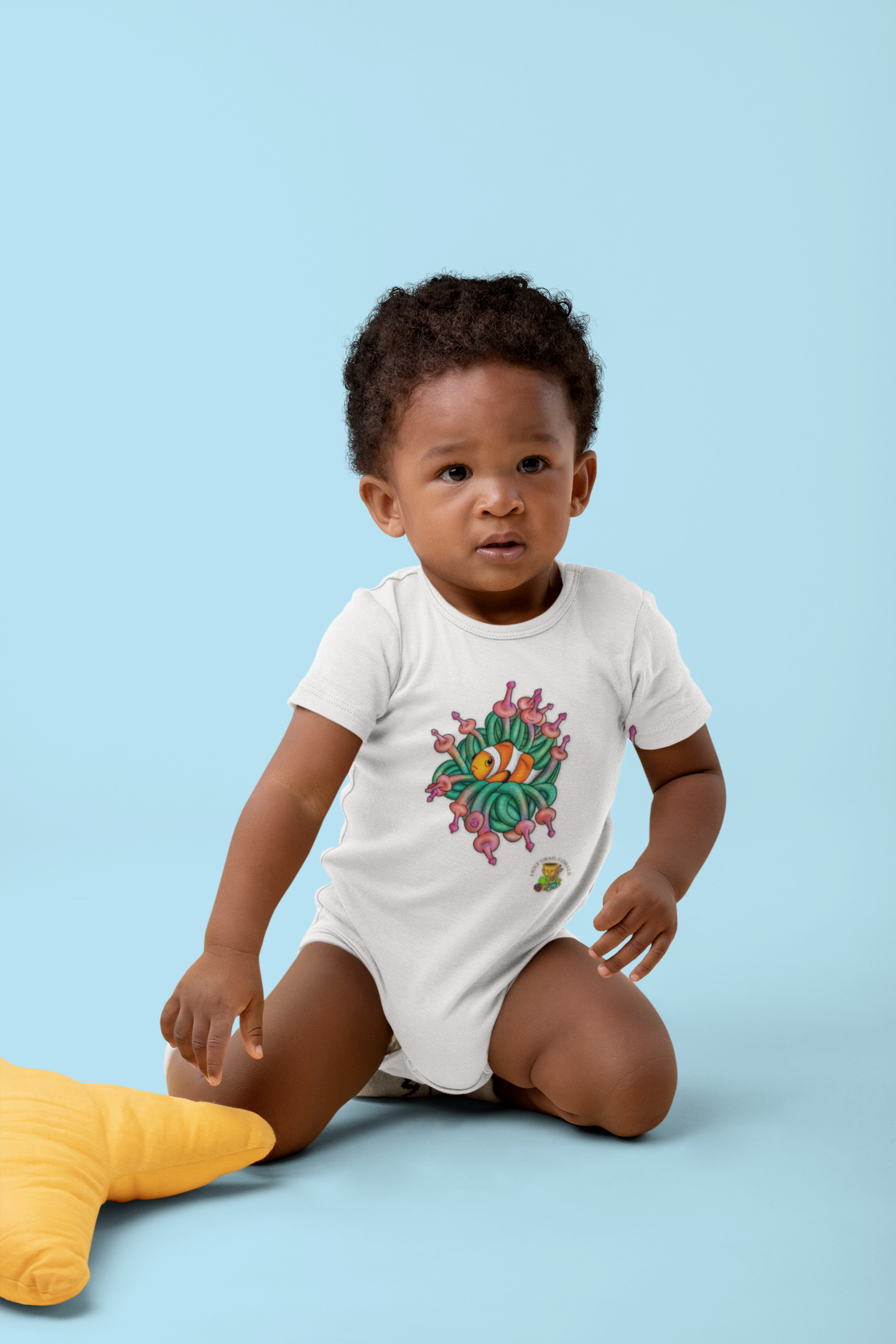 HGC "Nemo" Clownfish in Anemone Whimsical Baby Bodysuit with Colorful Design