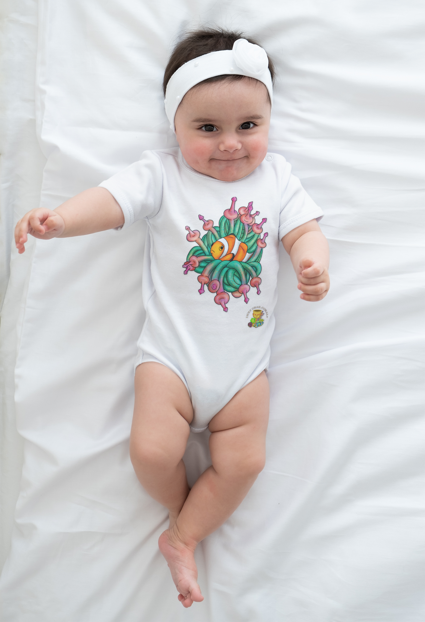 HGC "Nemo" Clownfish in Anemone Whimsical Baby Bodysuit with Colorful Design