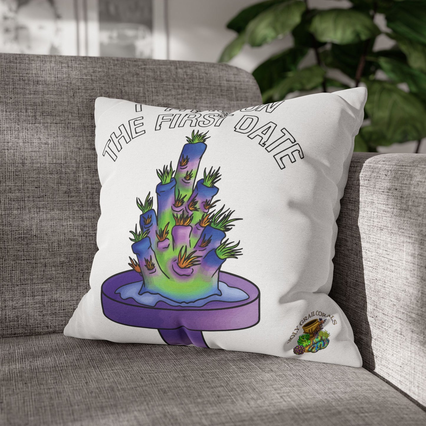 HGC "I Frag On The First Date" Acropora Frag Square Pillow Cover