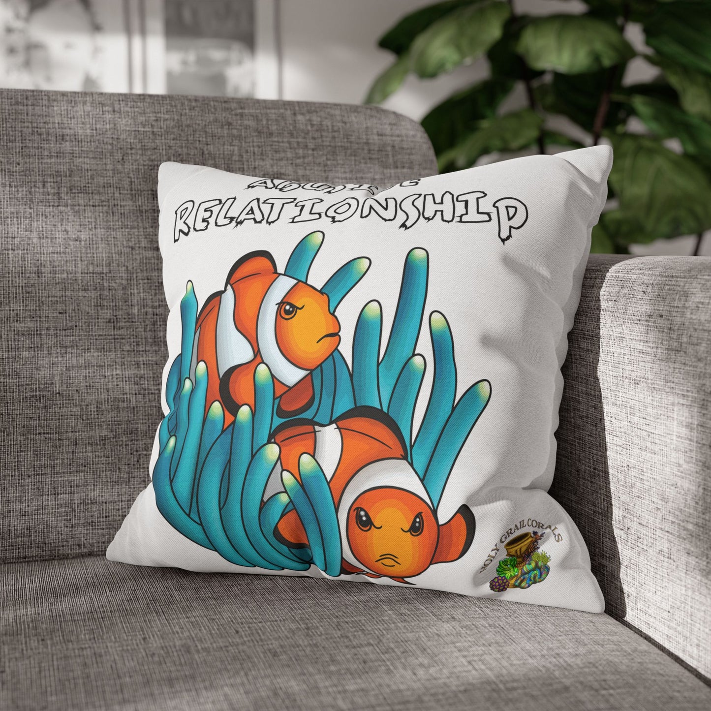 HGC "Abusive Relationship" Clown Fish Pair Square Pillow Cover