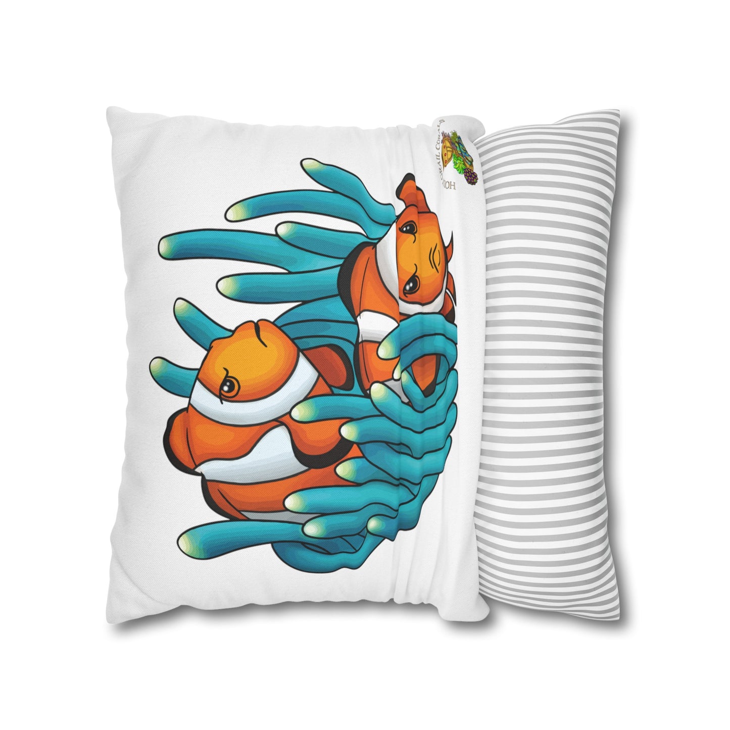 Mean Clown Fish Pair Square Pillow Cover