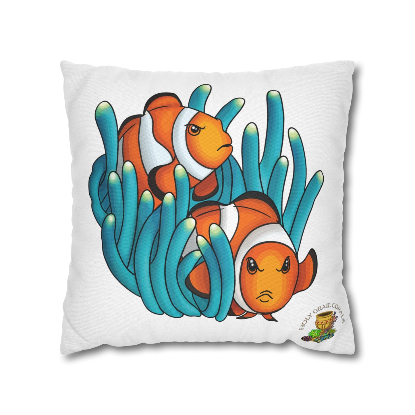 Mean Clown Fish Pair Square Pillow Cover