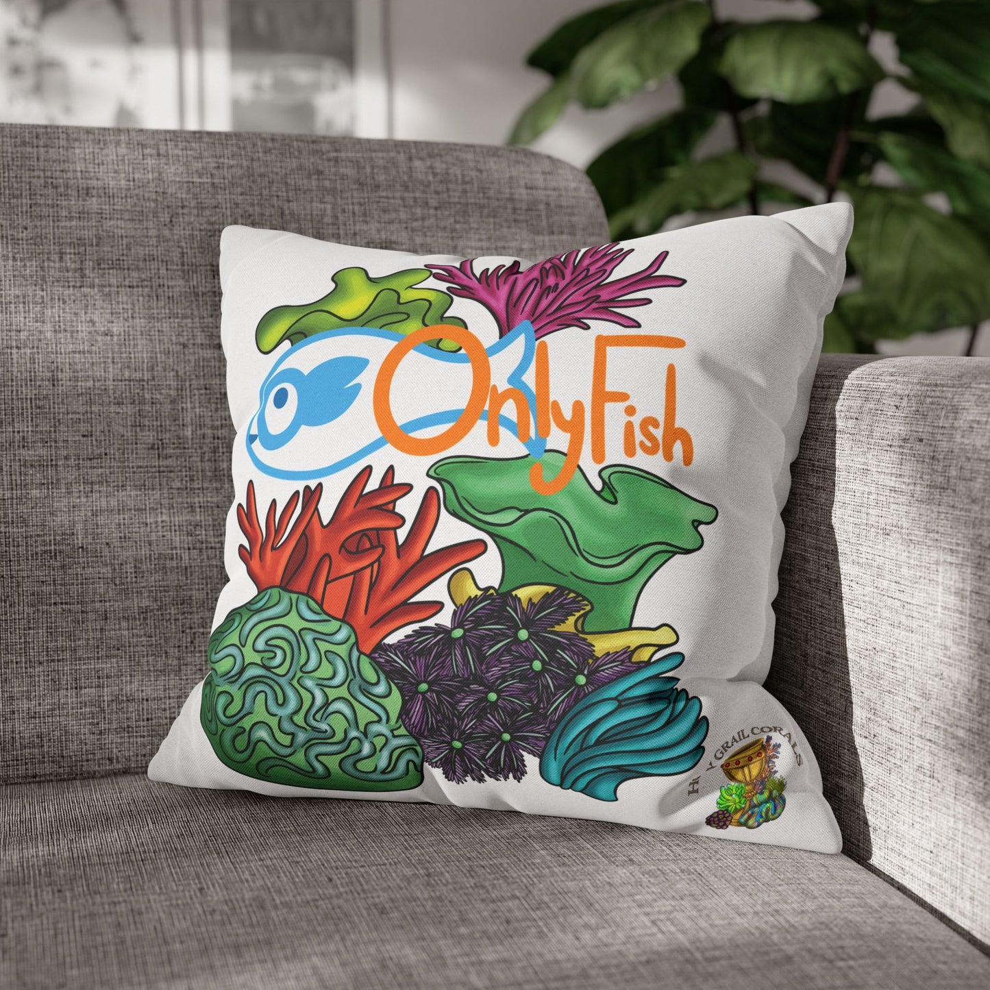 HGC "Only Fish" Square Pillow Cover