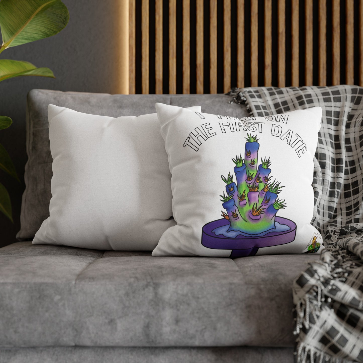 "I Frag On The First Date" Acropora Frag Square Pillow Cover