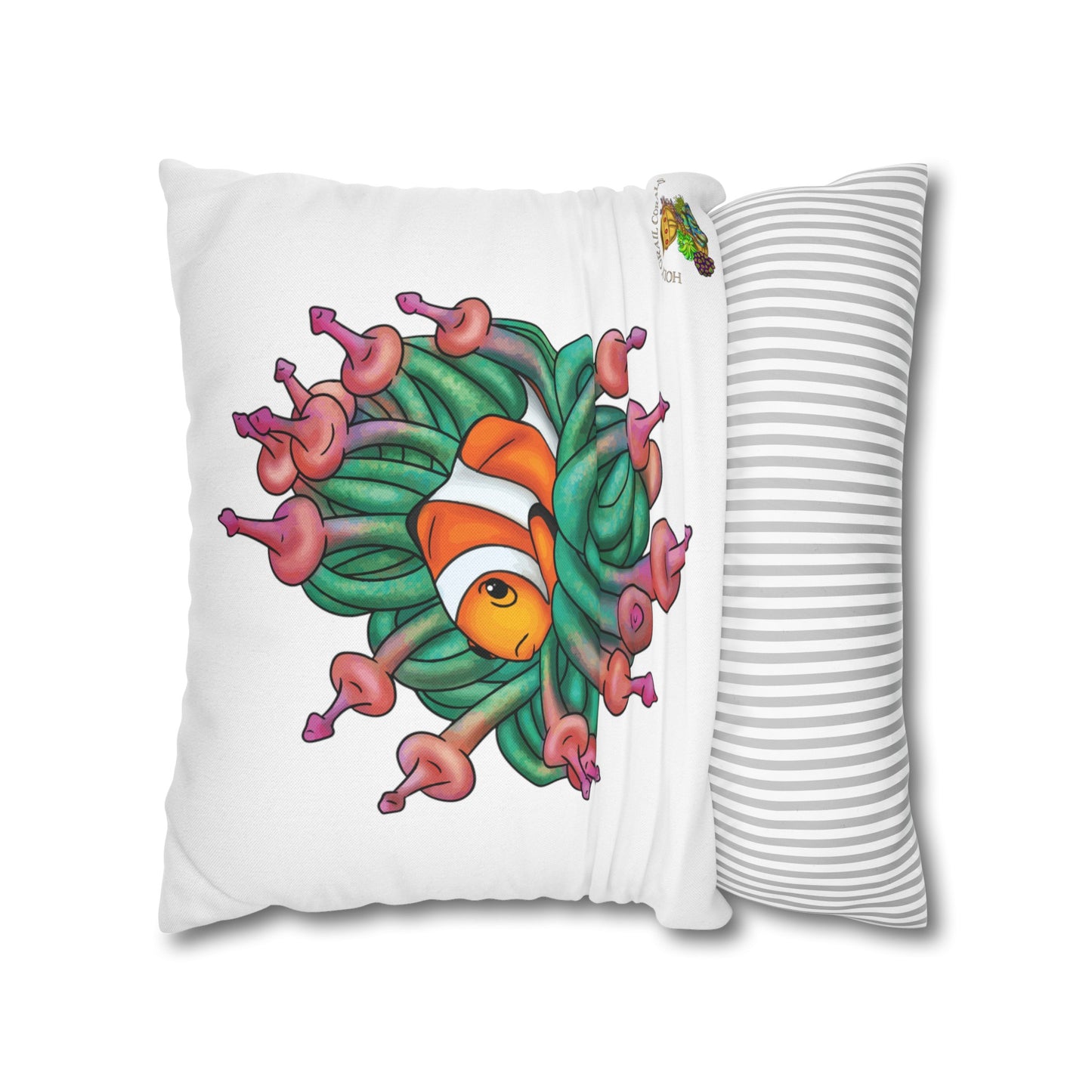 Clown Fish in Bubble Tip Anemone Square Pillow Cover