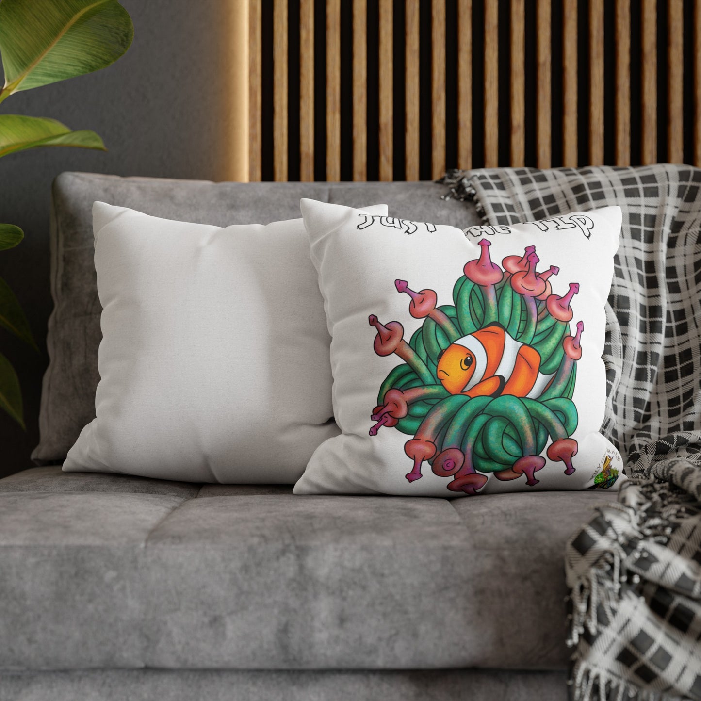 "Just The Tip" Bubble Tip Anemone Square Pillow Cover